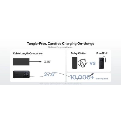 Picture of Baseus NOMOS Series 65W 20000mAh Power Bank With Built-in Retractable Type-C Cable-Black