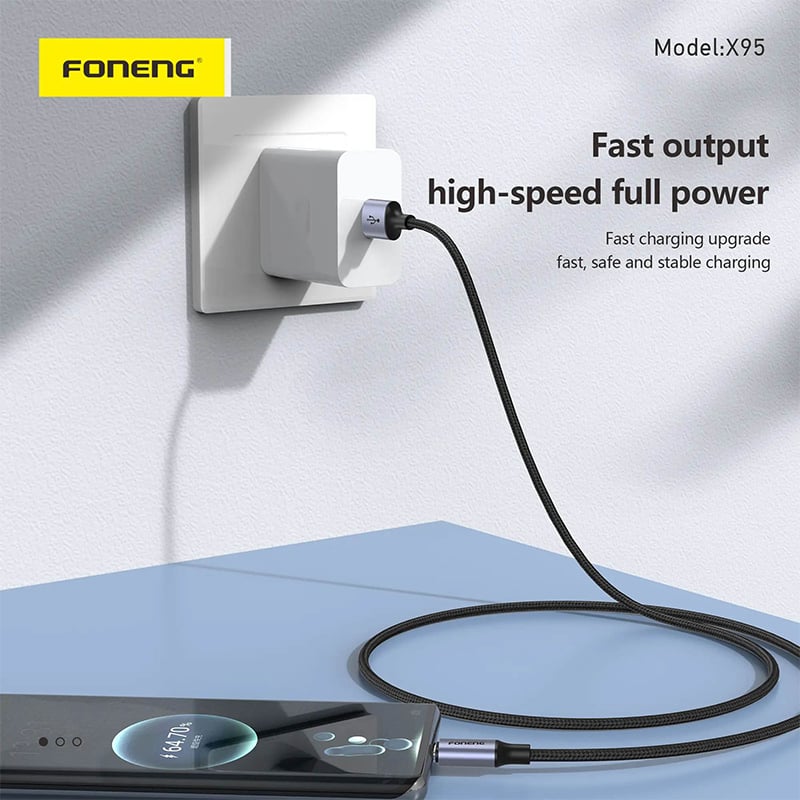 Picture of Foneng X95 1.2M METAL HEAD BRAIDED CABLE (3A)