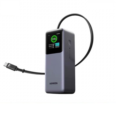 Picture of UGREEN Nexode Power Bank 20000mAh 165W with Built-in USB C Cable Laptop Travel Portable Charger-Black