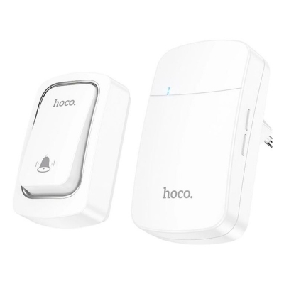 Picture of Hoco HI26 Self-Powered Wireless Doorbell EU Plug | No Battery Long Range & Multiple Chimes-White