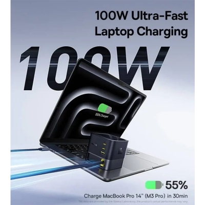 Picture of Baseus Nomos 100W GaN Desktop Charging Station Multi Port Fast Charger-Black