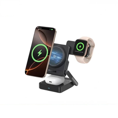 Picture of Baseus PicoGo AF21 3-in-1 Qi2.2 Wireless Charger-Black