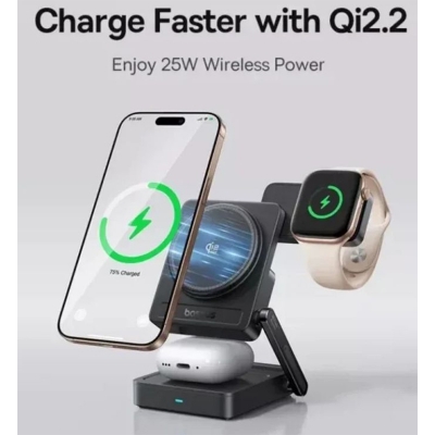 Picture of Baseus PicoGo AF21 3-in-1 Qi2.2 Wireless Charger-Black