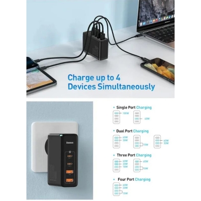 Picture of Baseus GaN2 Pro 100W Quick Charger 2C + 2U (CN Edition)-Black