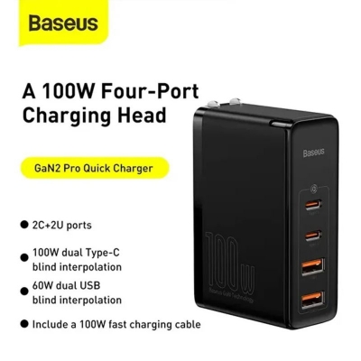Picture of Baseus GaN2 Pro 100W Quick Charger 2C + 2U (CN Edition)-Black