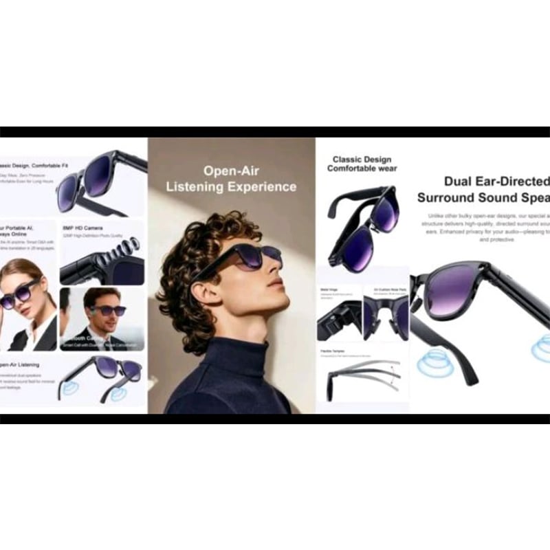 Picture of COLMI A2 AI Smart Glasses – AI Camera Glasses with ChatGPT & 1200P Recording-Black