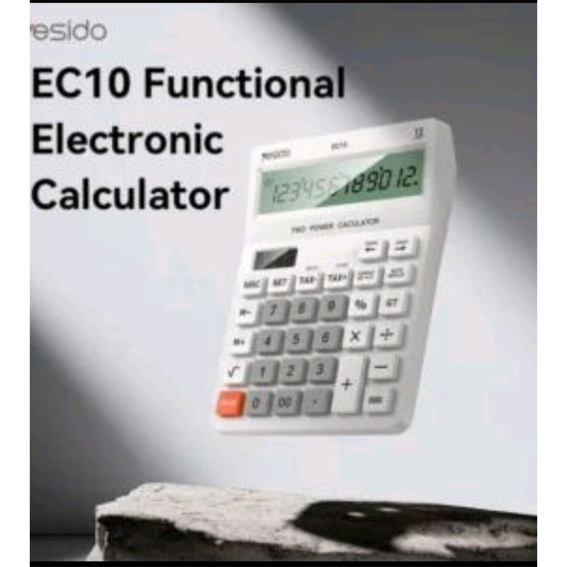 Picture of Yesido EC10 Dual Power Desk Calculator – Solar & Battery Powered LCD Display-White