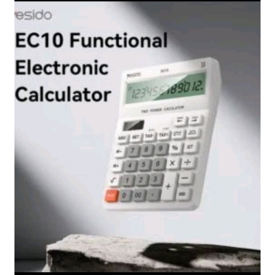 Picture of Yesido EC10 Dual Power Desk Calculator – Solar & Battery Powered LCD Display-White
