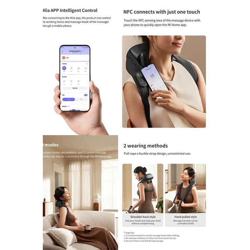 Picture of Mijia Smart Shoulder and Neck Massager MJJJAMYO1YMYY — Warm Heat Compress, App Control, SPA-Level Relaxation-Black
