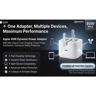 Picture of Apple 40W Dynamic Power Adapter with 60W Max Supported Charger-White