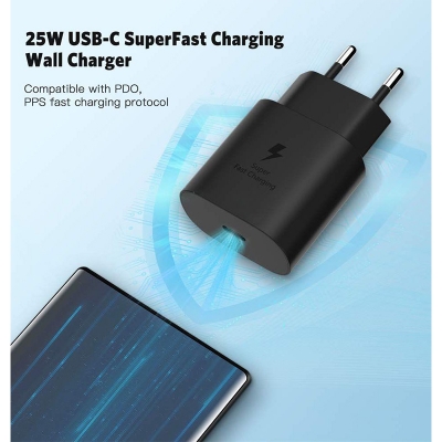 Picture of Samsung 25W USB-C Super Fast Charging Adapter (EU Pin)-Black