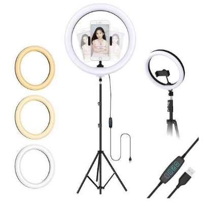 Picture of 10-Inch LED Ring Light with Tripod Stand for Smartphone, Photography, and Video Recording-Black