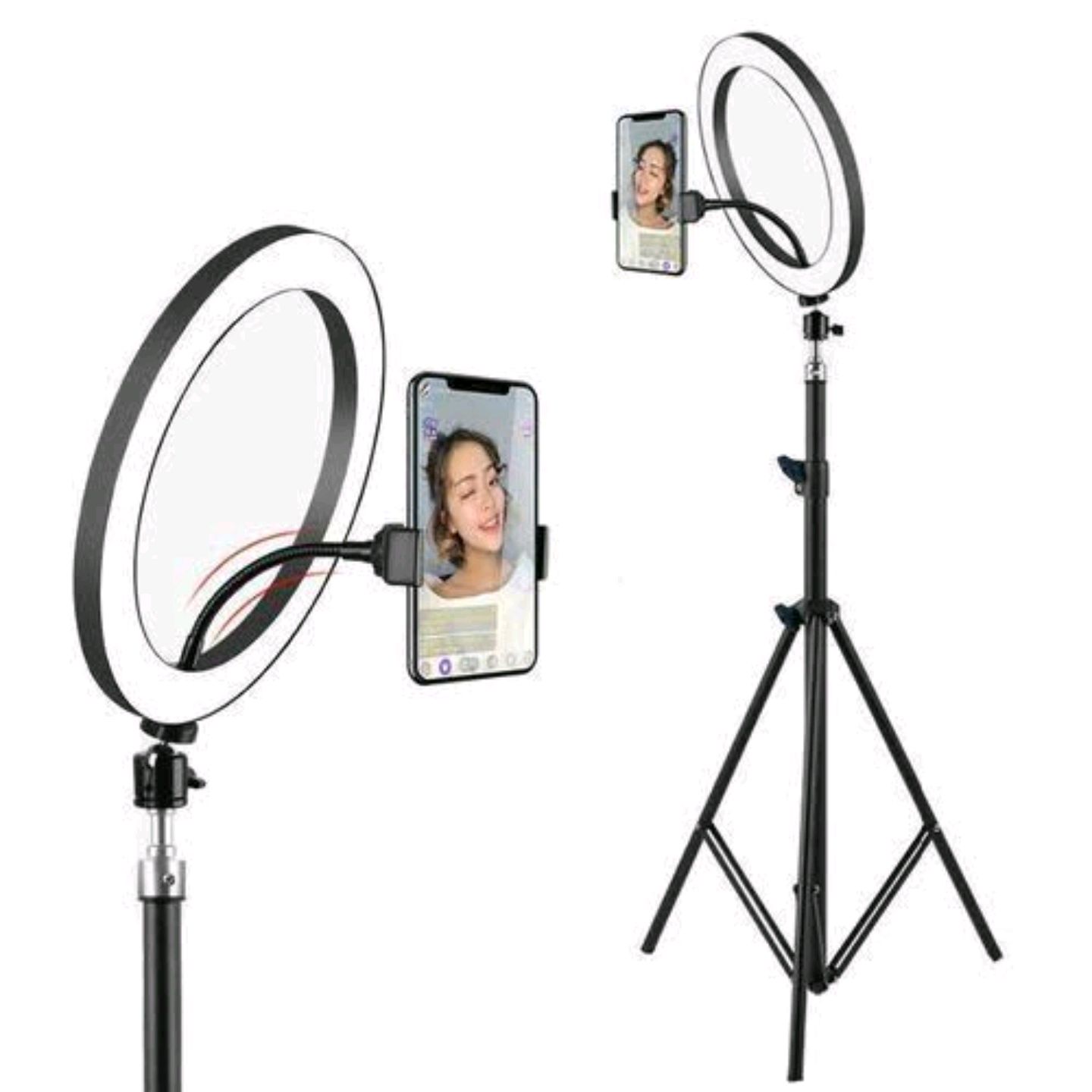 Picture of 12-Inch LED Ring Light with Adjustable Tripod Stand & Phone Holder for Makeup, Photography, Video Recording, and Live Streaming-Black