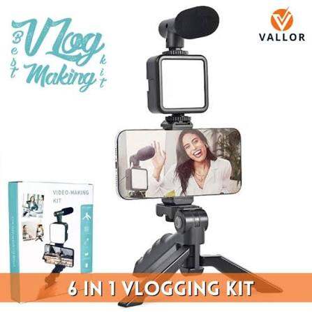 Picture of Ay-49 Smartphone Vlogging Kit Wireless Control Photography Fill Light With Tripod Stand Microphone For Tiktok Youtube Conference - Ring Light-Multicolor