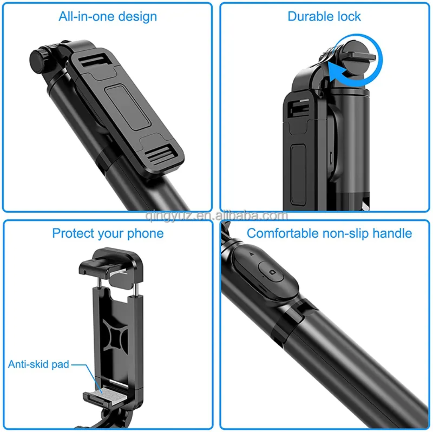 Picture of XT-02 3-in-1 Bluetooth Selfie Stick Tripod with Remote – Horizontal & Vertical Shooting, TikTok & Vlogging Stand-Black