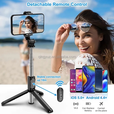 Picture of XT-02 3-in-1 Bluetooth Selfie Stick Tripod with Remote – Horizontal & Vertical Shooting, TikTok & Vlogging Stand-Black