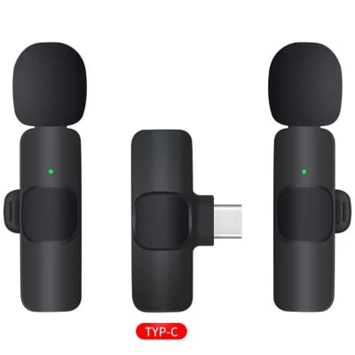 Picture of K9 Wireless Dual Microphone Professional Lapel Lavalier Microphone Remove Noise For Type - C-Black
