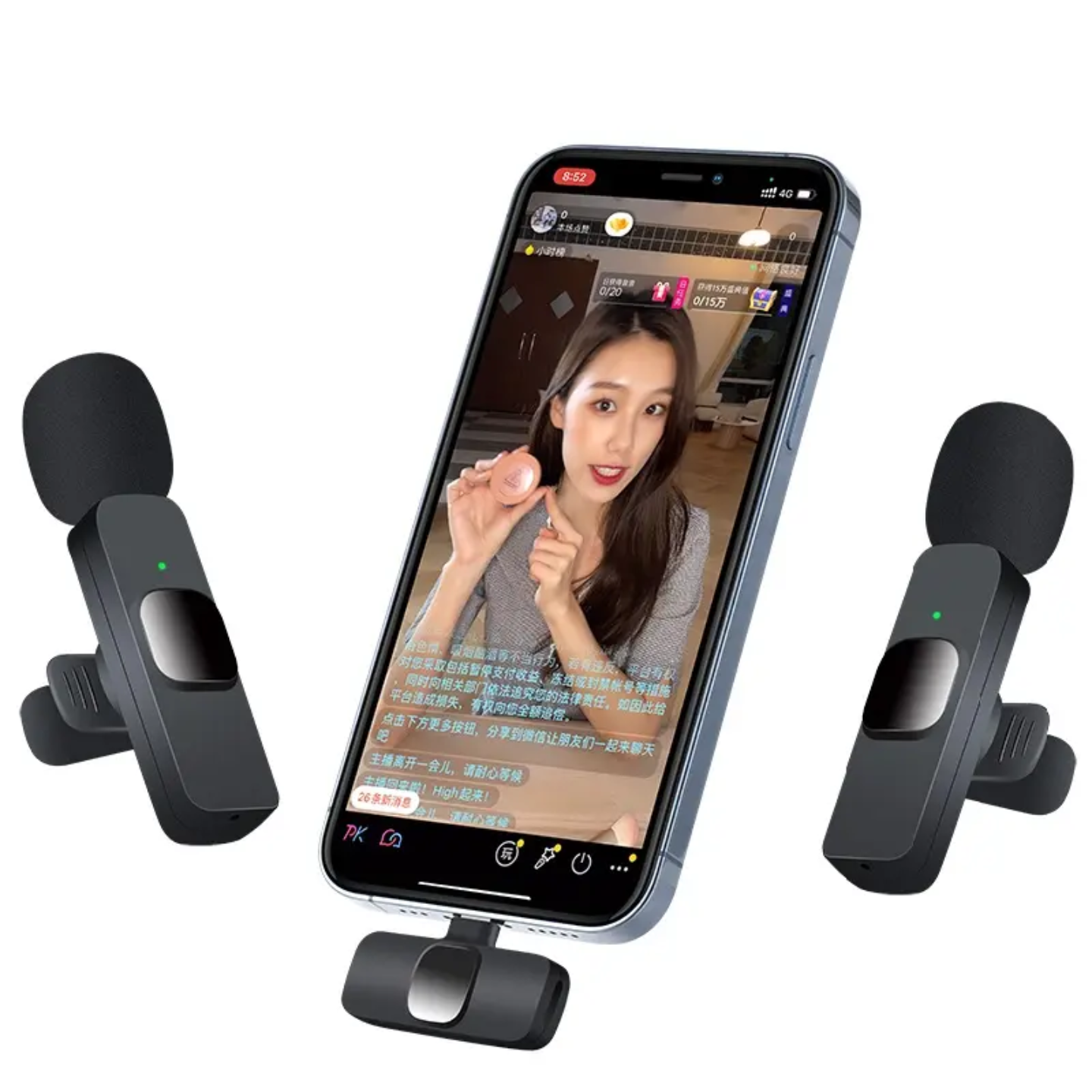 Picture of K9 Wireless Dual Microphone Professional Lapel Lavalier Microphone Remove Noise For Type - C-Black