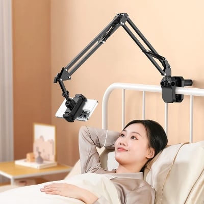 Picture of Mobile Stand Lazy Long Arm Portable Adjustable Desk Mount for Mobile Phone-Black