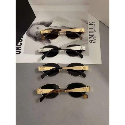 Picture of Luxury Metal Brand Sunglasses for Men and Women Unisex Designer Fashion Sun Glasses Oval Unisex Stylish Eyewear Shades