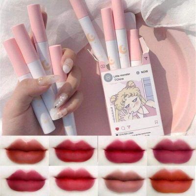 Picture of 8 Pcs/set of Cigarete tube lip glaze set matte white lipstick student gift Lipstick set- 8 color/set