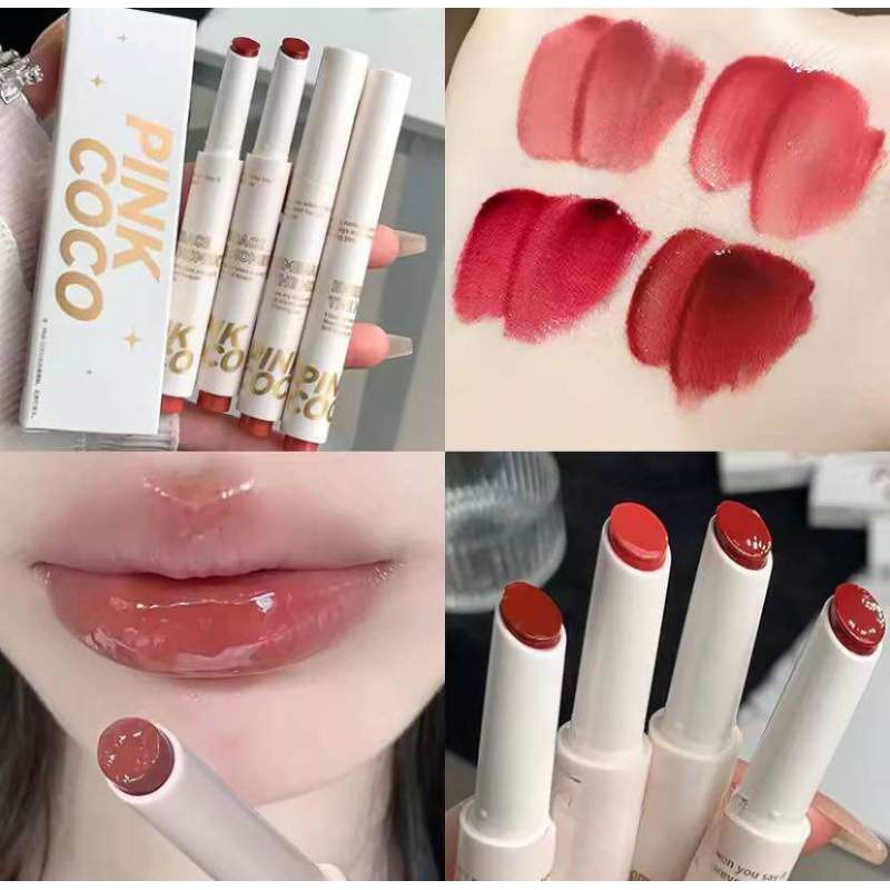 Picture of Pink coco 1Pcs Water-light Lip Glaze Mirror Glitter Lip Tint Long Lasting Moisturising Love Heart Shape Solid Lipstick Pen Lips Make Up