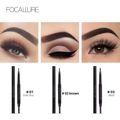 Picture of Focallure 3 Colors Eyebrow Pencil New Waterproof Easy to Wear Eye Brow Pen Natural Black Brown Gray Eye Makeu