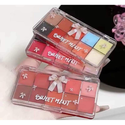Picture of 10-Color Jelly Lip Gloss Plate Moisturizing Pigmented Lip Glaze Palette Water Glossy Mirror Lip Balm