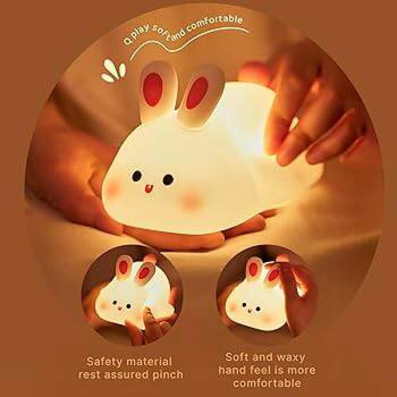 Picture of Rabbit LED Night Light Living Room Cute rabbit Plastic Lamp Bedside Decor Creative Kids Night Light Birthday Gift Cake Decor-Multicolor