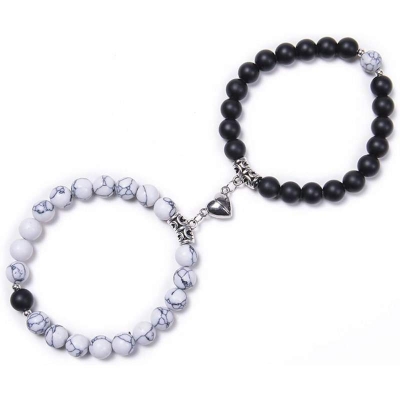 Picture of Magnetic Heart Bracelets for Couples (2 Piece) |-22 CM