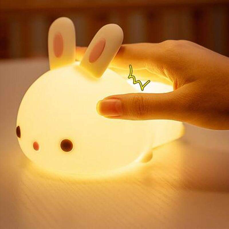 Picture of Rabbit LED Night Light Living Room Cute rabbit Plastic Lamp Bedside Decor Creative Kids Night Light Birthday Gift Cake Decor-Multicolor