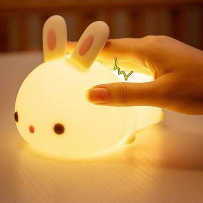 Picture of Rabbit LED Night Light Living Room Cute rabbit Plastic Lamp Bedside Decor Creative Kids Night Light Birthday Gift Cake Decor-Multicolor