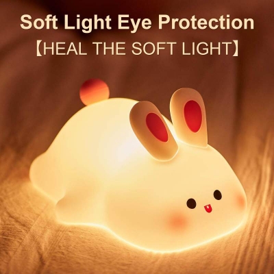Picture of Rabbit LED Night Light Living Room Cute rabbit Plastic Lamp Bedside Decor Creative Kids Night Light Birthday Gift Cake Decor-Multicolor