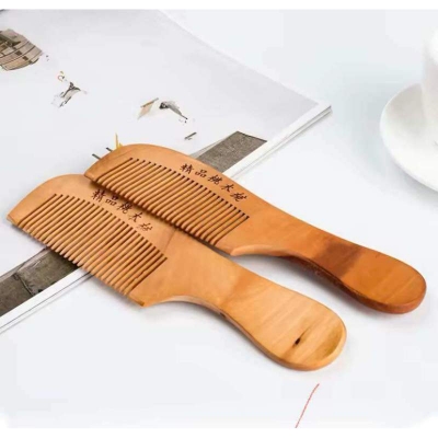 Picture of 1Pc Natural Peach Wood Comb Close Teeth Anti-static Head Massage Beard Hair Care Tool Beauty Accessories Barber Women's Hairdres