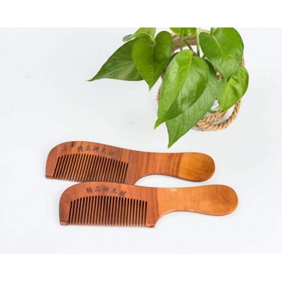 Picture of 1Pc Natural Peach Wood Comb Close Teeth Anti-static Head Massage Beard Hair Care Tool Beauty Accessories Barber Women's Hairdres