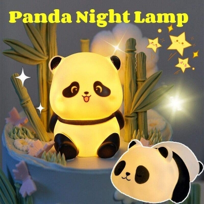 Picture of Panda Silicone Night Light, Patting Light, Elephant Baby Panda - for Room Decor, Gift for Child-Multicolor