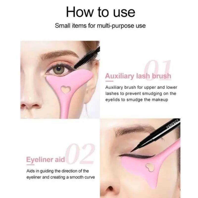Picture of 1 Pisce Resusable Eye Makeup Aid Silicone Eyeliner Eyebrow Stencils Face Cream Mask Applicator-Multicolor