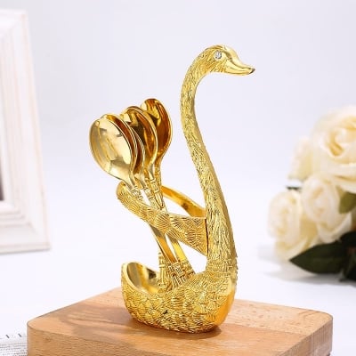 Spoon Set With Swan Stand