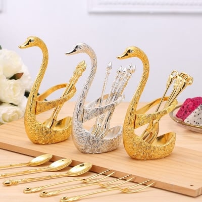 Spoon Set With Swan Stand