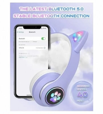 Picture of STN28 cat ear luminous Bluetooth headset head-mounted cute wireless live broadcast girl children's headset