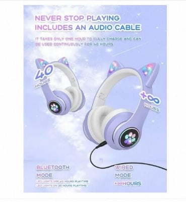 Picture of STN28 cat ear luminous Bluetooth headset head-mounted cute wireless live broadcast girl children's headset