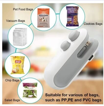Picture of 2IN1 Mini Sealing Machine USB Rechargable Bag Sealer and Cutter Machine or Mini Hand Press Plastic Sealing USB Rechargeable Sewing Selai Machine, Potato Chip Bag Storage Bag, Plastic Package Food, Clip Bag, Handheld Food Vacuum Heat Seal Machine Tools