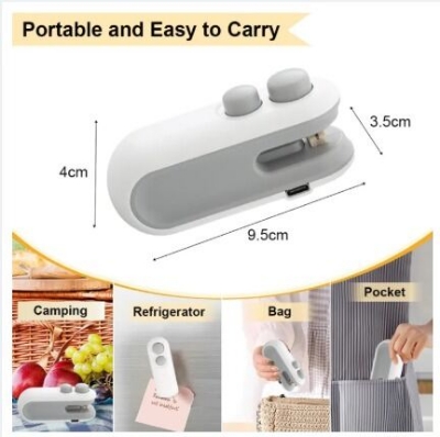 Picture of 2IN1 Mini Sealing Machine USB Rechargable Bag Sealer and Cutter Machine or Mini Hand Press Plastic Sealing USB Rechargeable Sewing Selai Machine, Potato Chip Bag Storage Bag, Plastic Package Food, Clip Bag, Handheld Food Vacuum Heat Seal Machine Tools