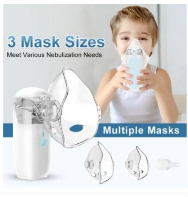 Picture of Mesh Nebulizer Portable Machine for Kids & Adults – Rechargeable Handheld Nebulizer with 3 Modes, 2 Masks & Mouthpiece for Home and Travel