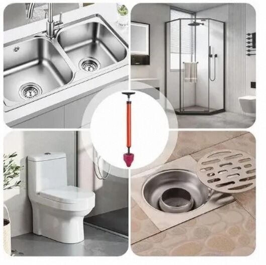 Picture of High Pressure Toilet Unblock Shot Toilet Plunger Drain Clog Remover, Toilet Plunger Kit High Pressure Air Drain Clog Remover Plumbing Tool for Bathroom Kitchen Bathtub