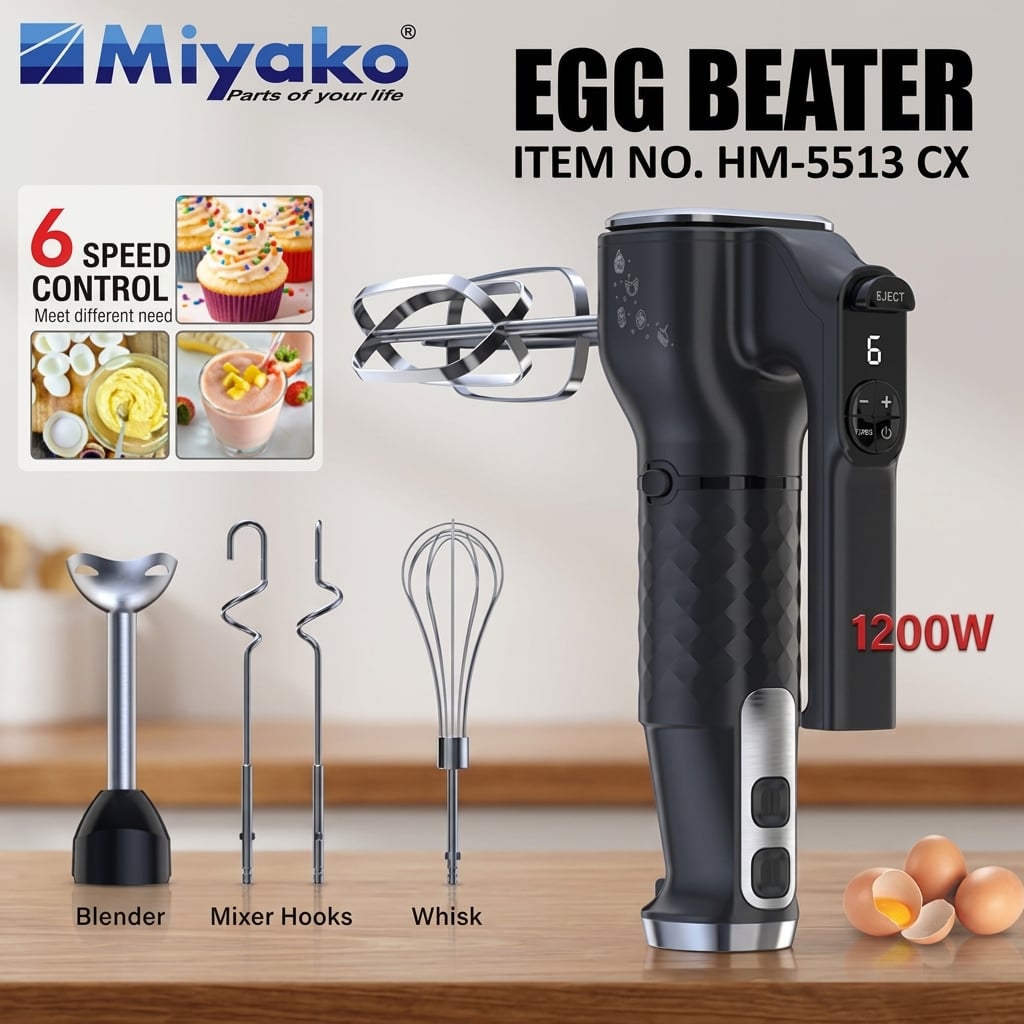 Picture of Miyako 1200W Hand Mixer-Blender Combo Egg Beater (HM-5513CX)