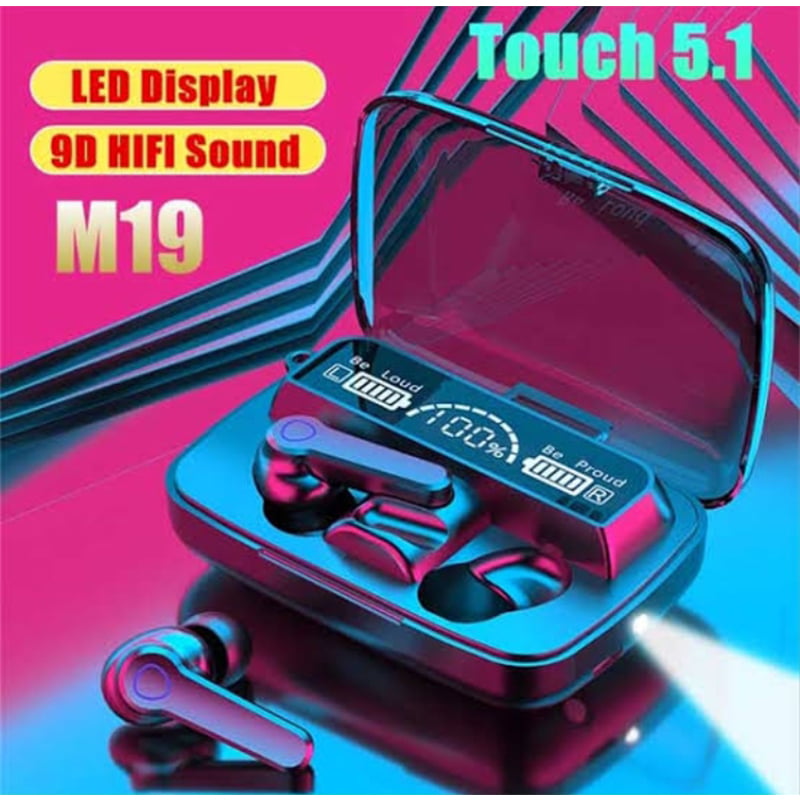 Picture of M19 Earbuds TWS Earphone Intelligente Touch Control Wireless Bluetooth 5.1 Headphones-Black