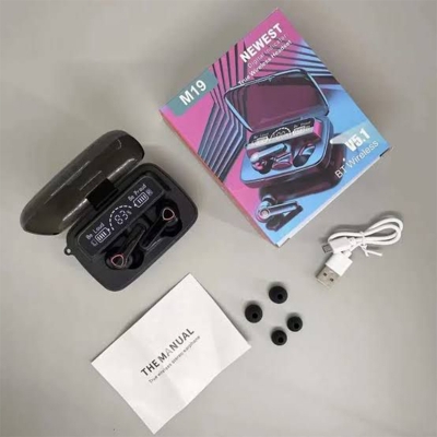 Picture of M19 Earbuds TWS Earphone Intelligente Touch Control Wireless Bluetooth 5.1 Headphones-Black