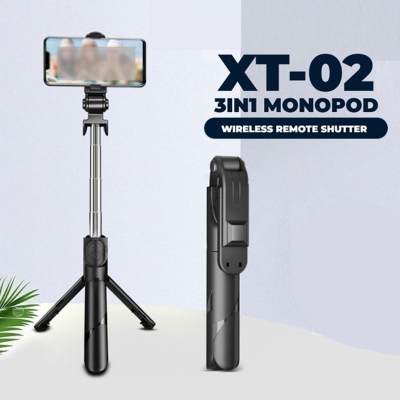 Picture of Stand XT-02 Selfie Stick Bluetooth Tripod Remote Handheld Monopod-Black