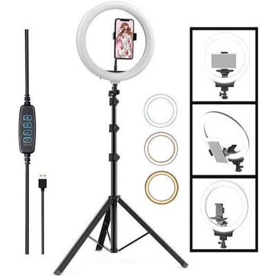 Picture of 12.inches Ring Light Photo Studio Camera, Video lamp with Tripod for Smartphone-Black
